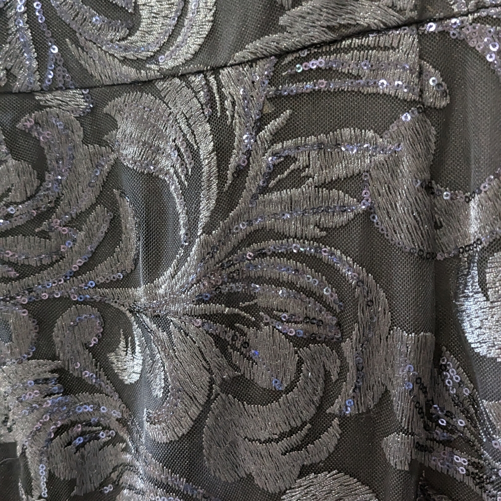 size 8 Xsacpe navy evening gown mermaid style with beading.
